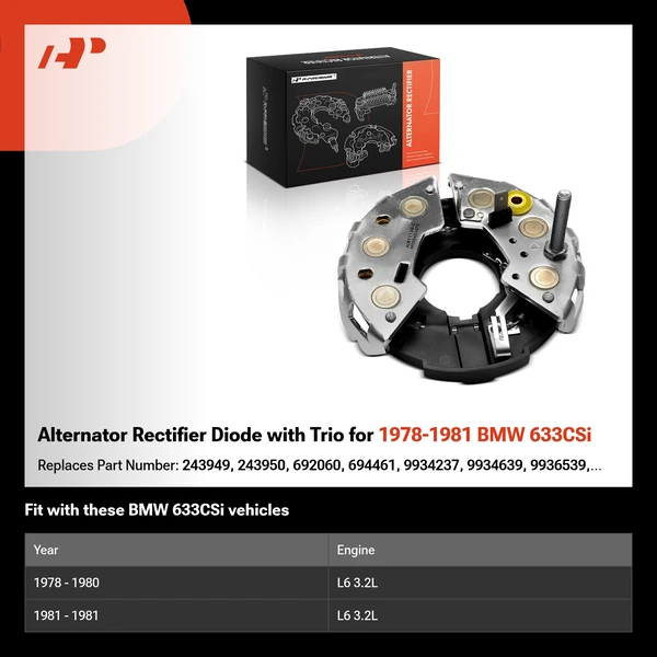 Alternator Rectifier Diode with Trio for 1978-1981 BMW 633CSi