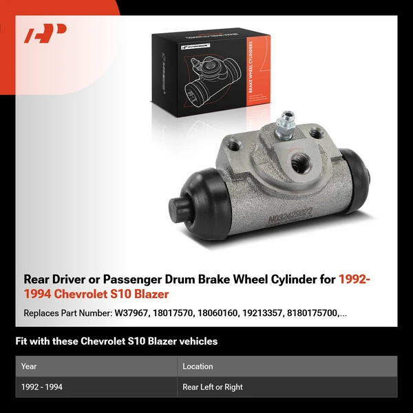 Rear Driver or Passenger Drum Brake Wheel Cylinder for 1992-1994 Chevrolet S10 Blazer