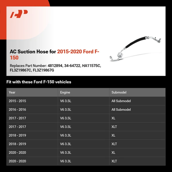 AC Suction Hose for 2015-2020 Ford F-150