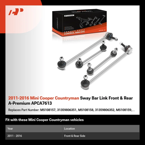 2011-2016 Mini Cooper Countryman Sway Bar Link Front & Rear A-Premium APCA7613