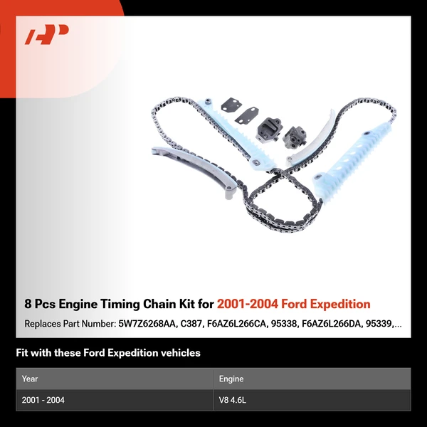 8 Pcs Engine Timing Chain Kit for 2001-2004 Ford Expedition