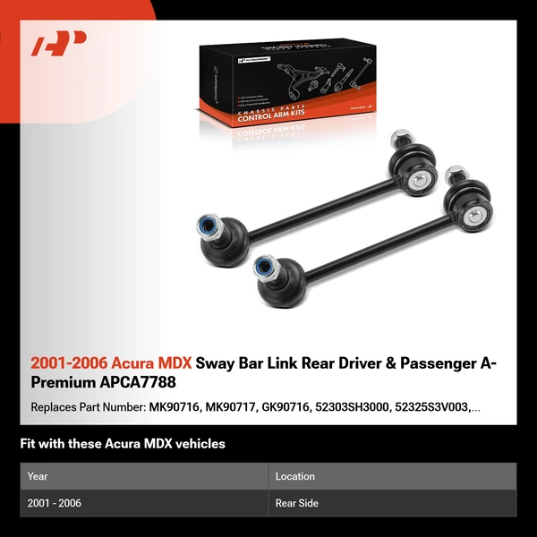 2001-2006 Acura MDX Sway Bar Link Rear Driver & Passenger A-Premium APCA7788