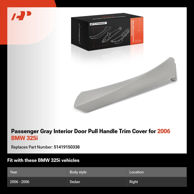 Passenger Gray Interior Door Pull Handle Trim Cover for 2006 BMW 325i