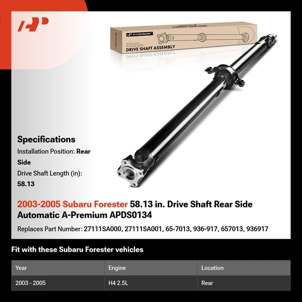 2003-2005 Subaru Forester 58.13 in. Drive Shaft Rear Side Automatic A-Premium APDS0134