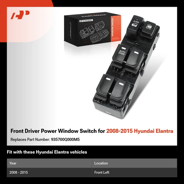 Front Driver Power Window Switch for 2008-2015 Hyundai Elantra