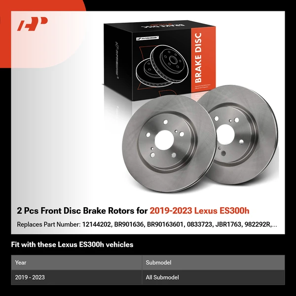 2 Pcs Front Disc Brake Rotors for 2019-2023 Lexus ES300h
