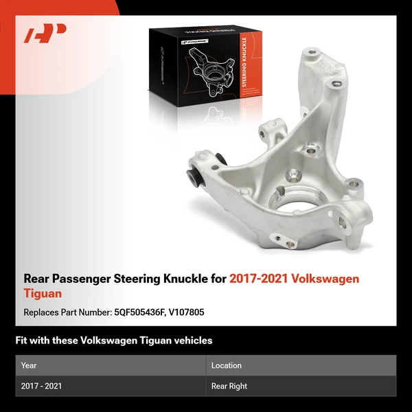 Rear Passenger Steering Knuckle for 2017-2021 Volkswagen Tiguan