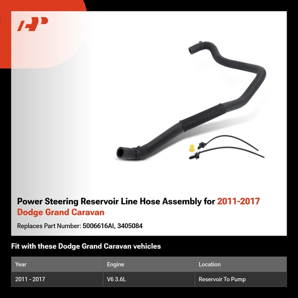 Power Steering Reservoir Line Hose Assembly for 2011-2017 Dodge Grand Caravan