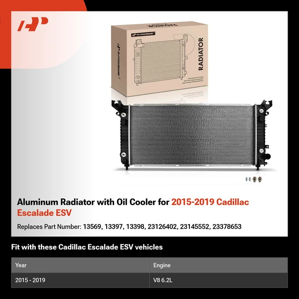 Aluminum Radiator with Oil Cooler for 2015-2019 Cadillac Escalade ESV