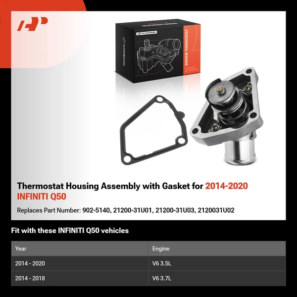 Thermostat Housing Assembly with Gasket for 2014-2020 INFINITI Q50