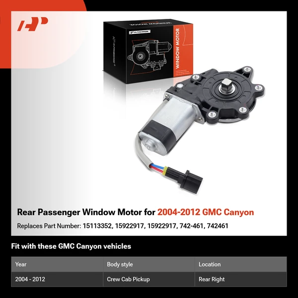 Rear Passenger Window Motor for 2004-2012 GMC Canyon