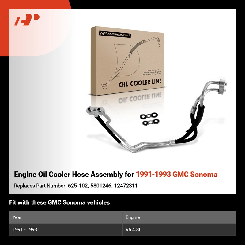 Engine Oil Cooler Hose Assembly for 1991-1993 GMC Sonoma