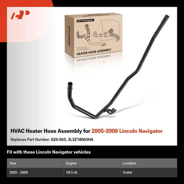 HVAC Heater Hose Assembly for 2005-2008 Lincoln Navigator