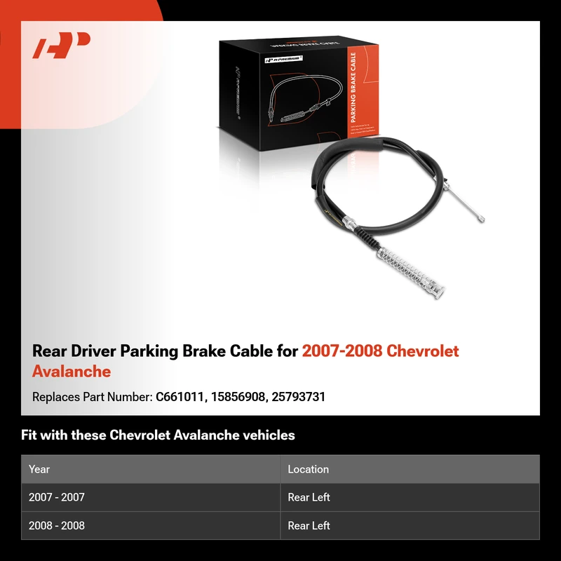 Rear Driver Parking Brake Cable for 2007-2008 Chevrolet Avalanche