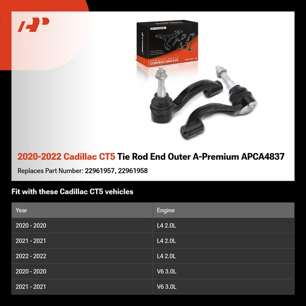 2020-2022 Cadillac CT5 Tie Rod End Outer A-Premium APCA4837