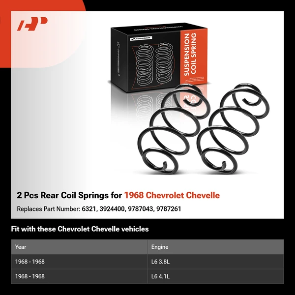 2 Pcs Rear Coil Springs for 1968 Chevrolet Chevelle
