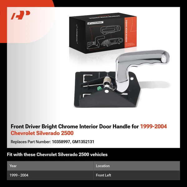 Front Driver Bright Chrome Interior Door Handle for 1999-2004 Chevrolet Silverado 2500