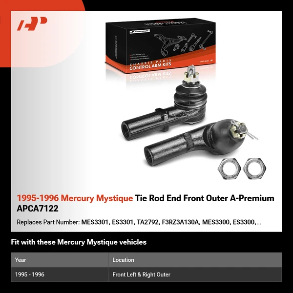 1995-1996 Mercury Mystique Tie Rod End Front Outer A-Premium APCA7122