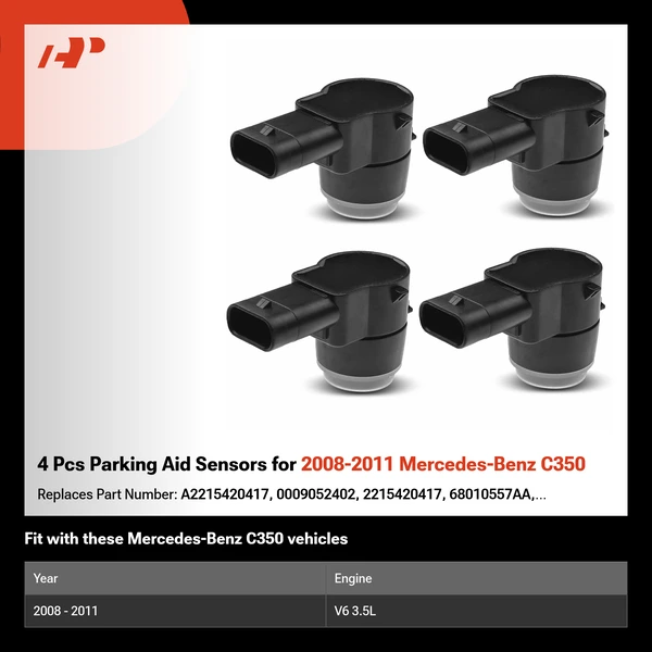 4 Pcs Parking Aid Sensors for 2008-2011 Mercedes-Benz C350