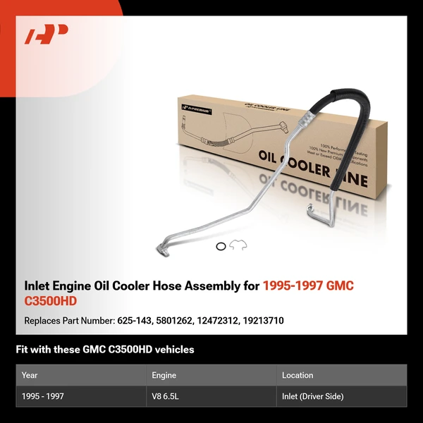 Inlet Engine Oil Cooler Hose Assembly for 1995-1997 GMC C3500HD
