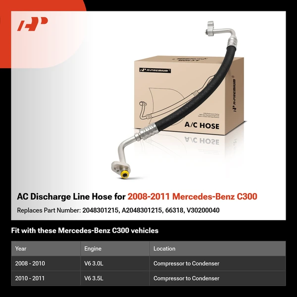 AC Discharge Line Hose for 2008-2011 Mercedes-Benz C300