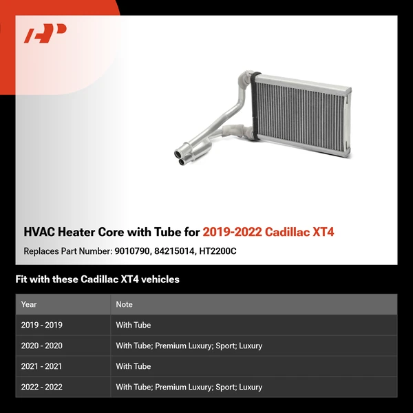 HVAC Heater Core with Tube for 2019-2022 Cadillac XT4