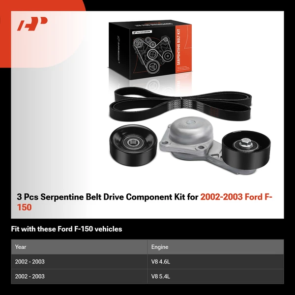 3 Pcs Serpentine Belt Drive Component Kit for 2002-2003 Ford F-150
