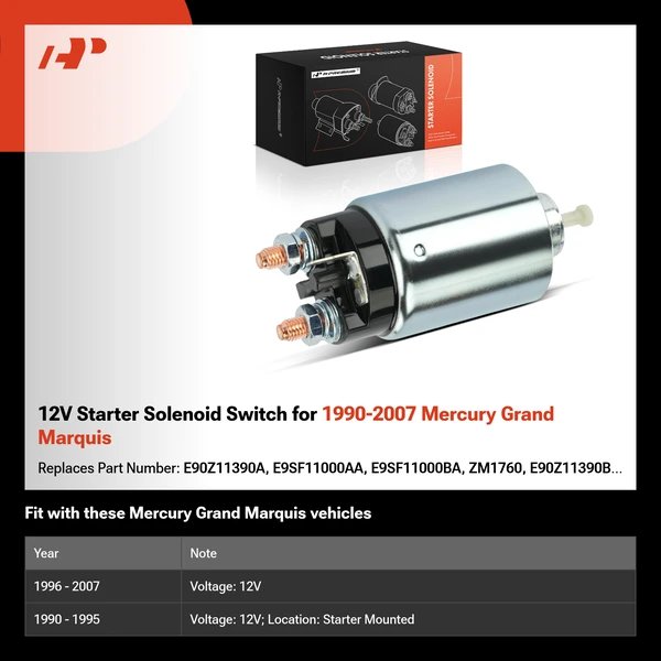 12V Starter Solenoid Switch for 1990-2007 Mercury Grand Marquis