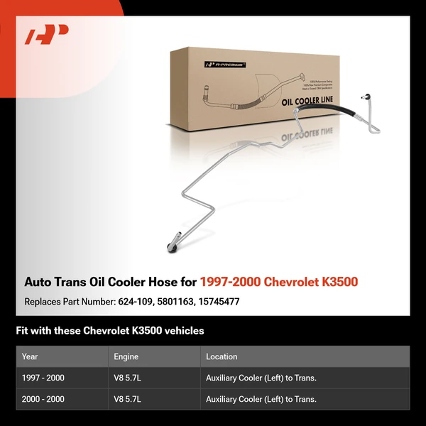 Auto Trans Oil Cooler Hose for 1997-2000 Chevrolet K3500