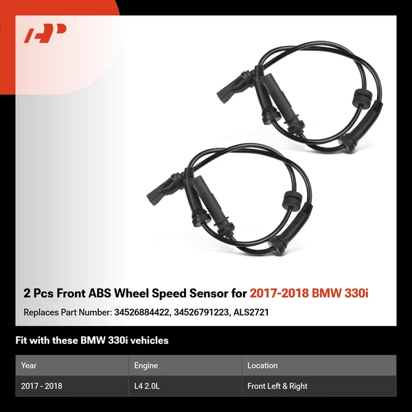 2 Pcs Front ABS Wheel Speed Sensor for 2017-2018 BMW 330i