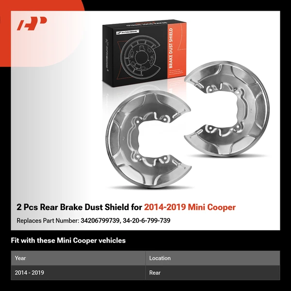 2 Pcs Rear Brake Dust Shield for 2014-2019 Mini Cooper