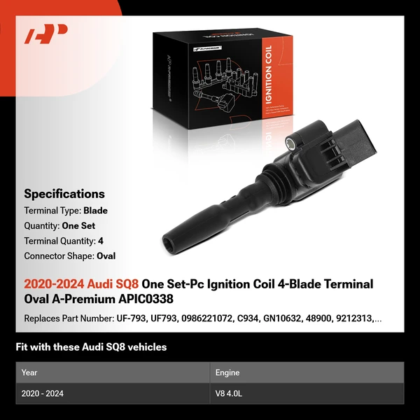 2020-2024 Audi SQ8 One Set-Pc Ignition Coil 4-Blade Terminal Oval A-Premium APIC0338