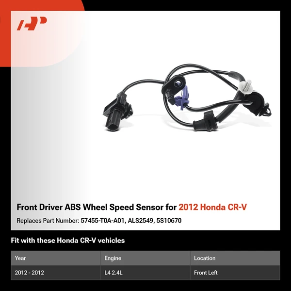 Front Driver ABS Wheel Speed Sensor for 2012 Honda CR-V