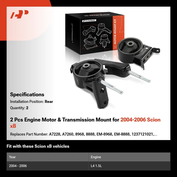 2 Pcs Engine Motor & Transmission Mount for 2004-2006 Scion xB