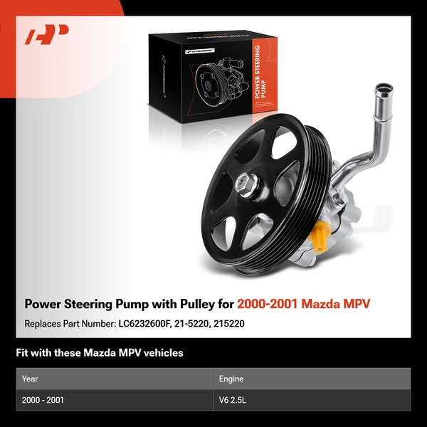 Power Steering Pump with Pulley for 2000-2001 Mazda MPV
