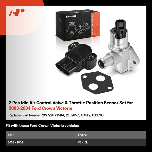 2 Pcs Idle Air Control Valve & Throttle Position Sensor Set for 2003-2004 Ford Crown Victoria