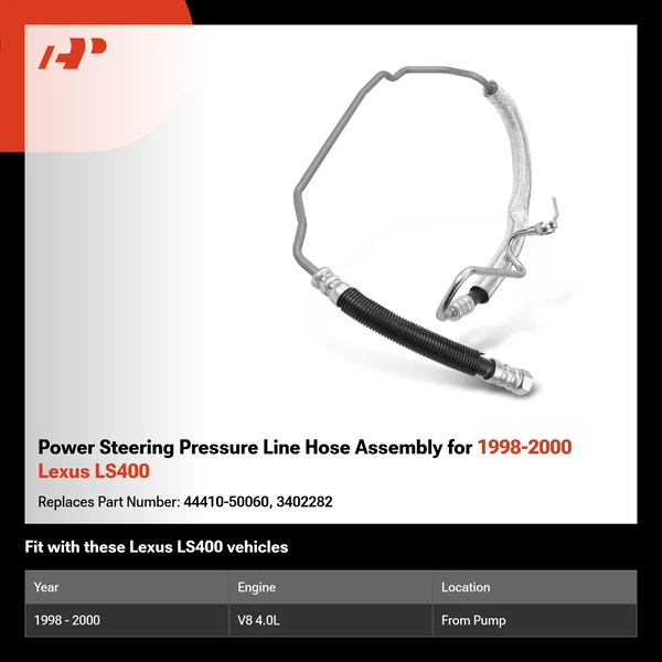 Power Steering Pressure Line Hose Assembly for 1998-2000 Lexus LS400