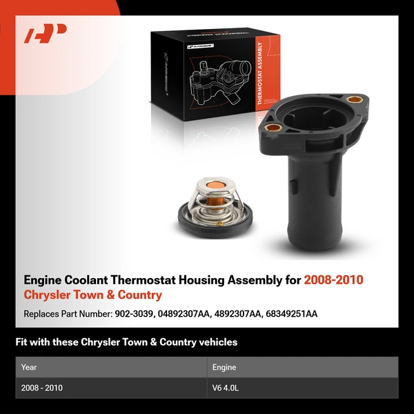 Engine Coolant Thermostat Housing Assembly for 2008-2010 Chrysler Town & Country