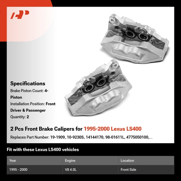 2 Pcs Front Brake Calipers for 1995-2000 Lexus LS400