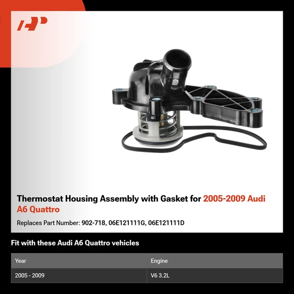 Thermostat Housing Assembly with Gasket for 2005-2009 Audi A6 Quattro