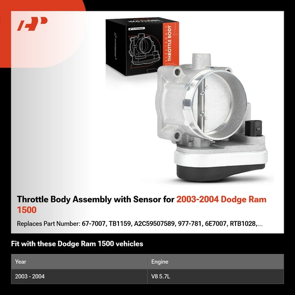 Throttle Body Assembly with Sensor for 2003-2004 Dodge Ram 1500