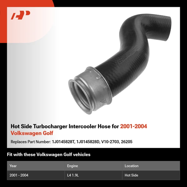 Hot Side Turbocharger Intercooler Hose for 2001-2004 Volkswagen Golf