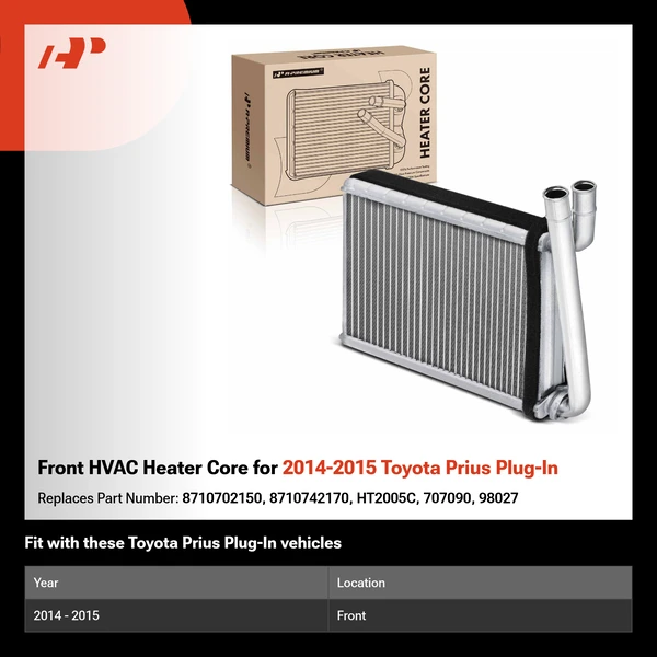Front HVAC Heater Core for 2014-2015 Toyota Prius Plug-In