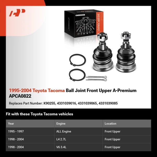 1995-2004 Toyota Tacoma Ball Joint Front Upper A-Premium APCA0822