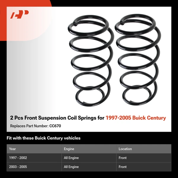 2 Pcs Front Suspension Coil Springs for 1997-2005 Buick Century
