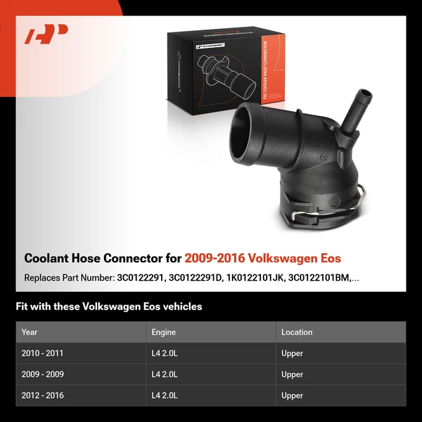 Coolant Hose Connector for 2009-2016 Volkswagen Eos