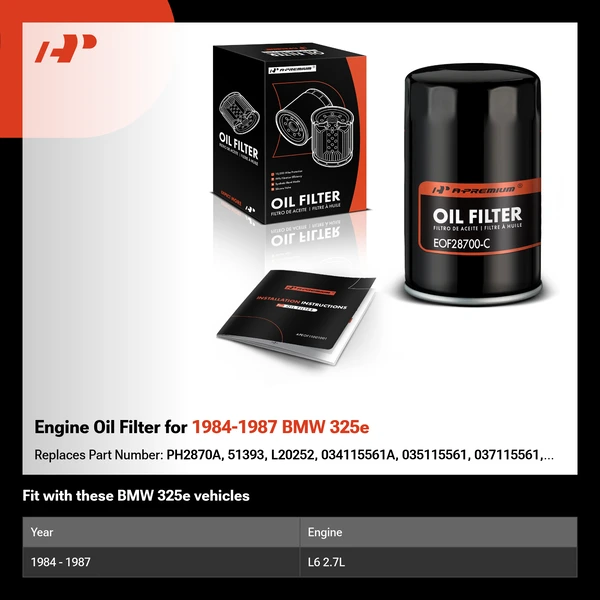 Engine Oil Filter for 1984-1987 BMW 325e