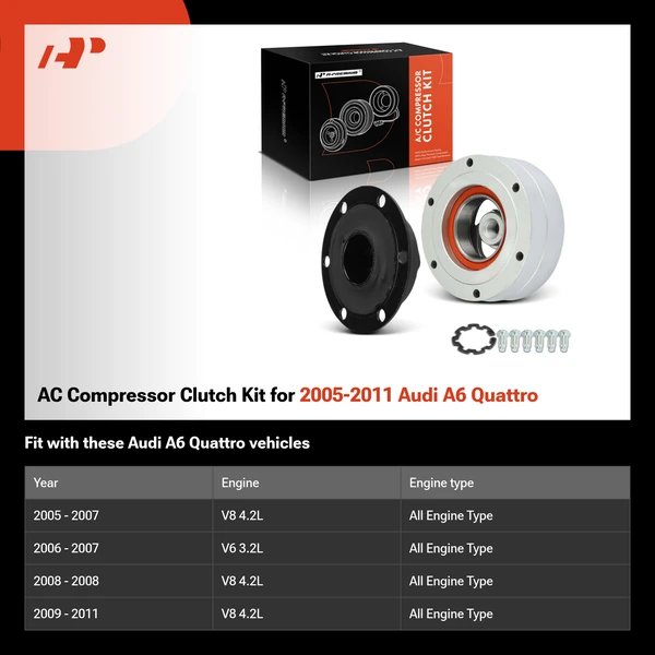 AC Compressor Clutch Kit for 2005-2011 Audi A6 Quattro