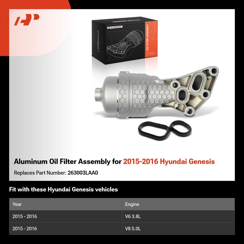 Aluminum Oil Filter Assembly for 2015-2016 Hyundai Genesis
