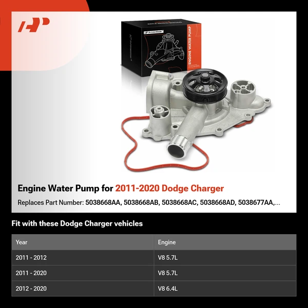 Engine Water Pump for 2011-2020 Dodge Charger